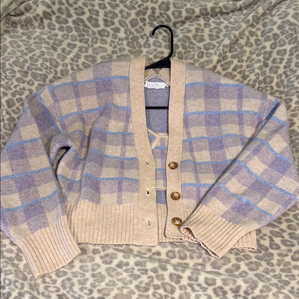 ASTR Women's Plaid Sweater Tank Set